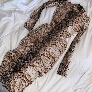 Midi Curve Hugging Dress Snake Skin